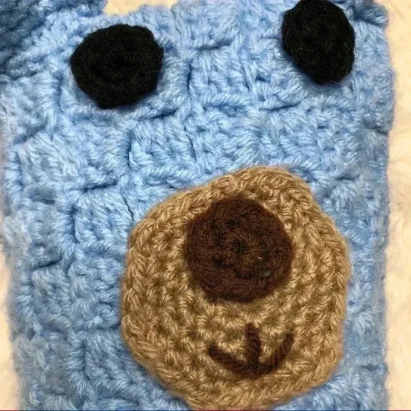 Knit Bear Baby Blanket  Blue - Picture 3 of 16